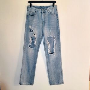 SHEIN | high waisted  high rise cut up distressed jeans Medium